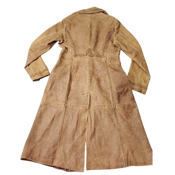 Jason Cole Vintage Leather Trench Coat Womens Size Medium Cowgirl Rodeo Brown - Picture 4 of 15